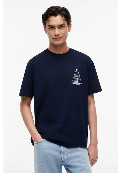 Tommy Hilfiger Tjm Rlx Saılboat Ss Tee Erkek Mavi T-shirt - Dm0dm23184