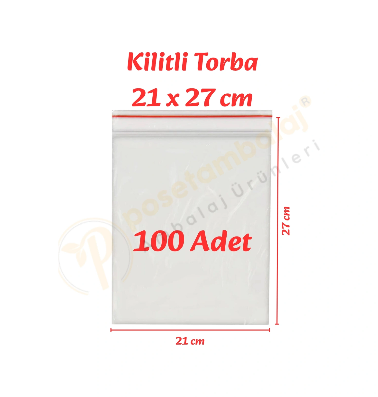 21x27 Cm. Kilitli Torba 100 Adet