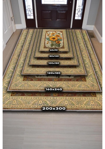 Homshtag Art Deco Ay Çiçeği Vintage Halı Görünümlü Dijital Baskı Çok Renkli Halı,rustik Çiçekli Halı Çok Renkli