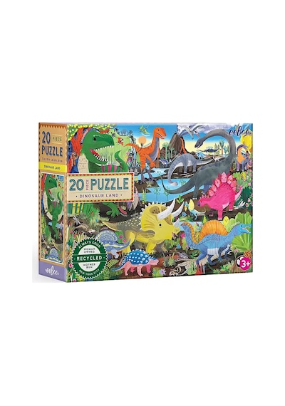 Eeboo 20 Parça Yapboz - Dinosaur Land