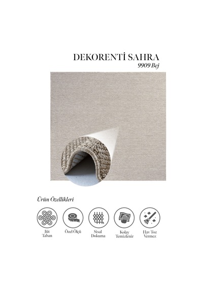 Dekorenti Sahra 9909 Bej Modern Geometrik Sisal Halı