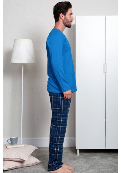 Gazzaz Erkek Uzun Kol Cepli V Yaka Pijama Takım 3286S
