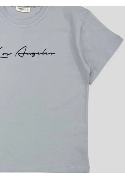 Breeze Erkek Çocuk Los Angeles Yazılı Pamuklu Tshirt-14629 Gri