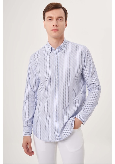 Bisse Erkek Regular Fit Çizgili Spor Gömlek Mavi Gm23y231030 D35 Mavi