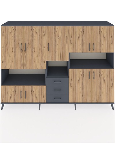Hyperion Dolap 13 Raflı 3 Çekmeceli 9 Kapaklı 220x44x163 Antrasit Antrasit-çam/antrasit Hyperion Dolap 13 Raflı 3 Çekmeceli 9 Kapaklı 220x44x163 Antrasit Antrasit-çam/antrasit