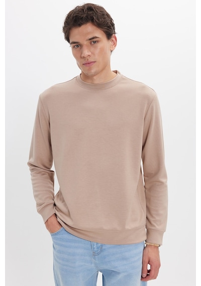 Tudors Erkek Standart Fit Normal Kesim Uzun Kollu Ekstra Soft Modal Kumaş Bisiklet Yaka Koyu Vizon Sweatshirt-50227