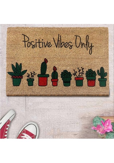 Chilaii Home Koko Kapı Paspası - Pozitif Vibes Çok Renkli