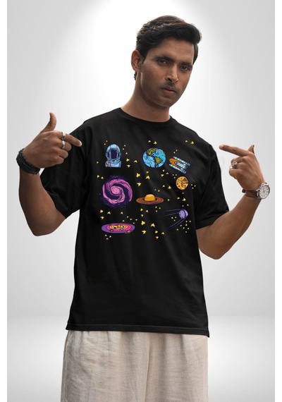 Uzay Figürleri Mars Ay Dünya Pamuklu Bisiklet Yaka Unisex Oversize Boyfriend Dijital Baskılı Siyah T-shirt Siyah Uzay Figürleri Mars Ay Dünya Pamuklu Bisiklet Yaka Unisex Oversize Boyfriend Dijital Baskılı Siyah T-shirt Siyah
