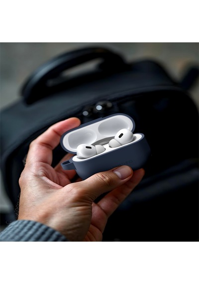 Apple Uyumlu AirPods Pro 2 Amazingthing Airbag Köşe Tasarımlı Omni Serisi Silikon Kapak Lacivert