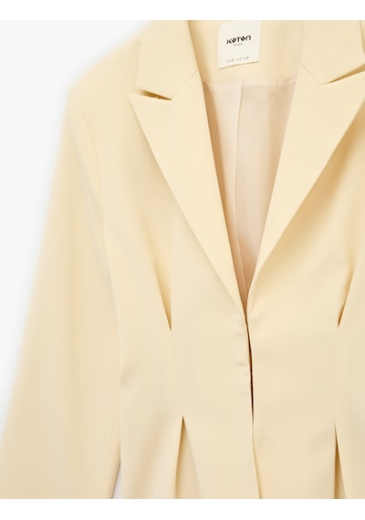 Koton Dikiş Detaylı V Yaka Uzun Kollu Peplum Blazer Ceket Sarı 6sak50107uw