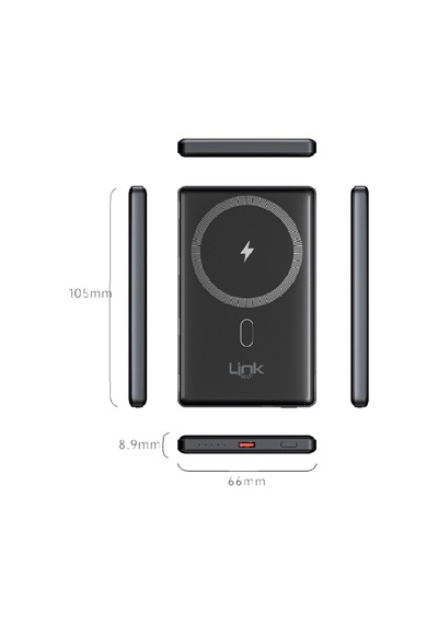 Linktech Wp15 Premium 5000 Mah 15w Kablosuz Şarj Powerbank Gri