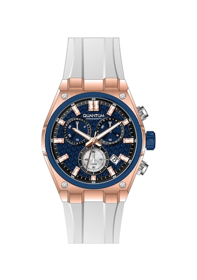 Quantum Hng1237.493 Quartz Silikon Beyaz Safir 10 Atm 44 Mm Erkek Kol Saati Rose Gold