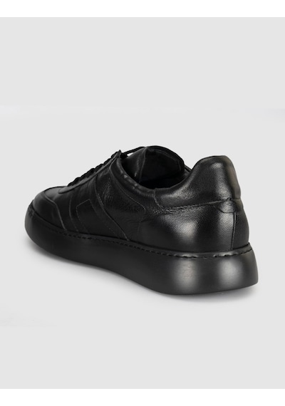 Cabani Siyah Hakiki Deri Erkek Sneaker Ayakkabı