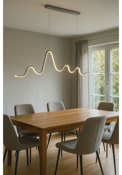 Ritim Modern Tasarım Yatak Odası - Salon Mutfak Yemek Masası Gri Renk Beyaz Led Avize 110 Cm Gri Gri
