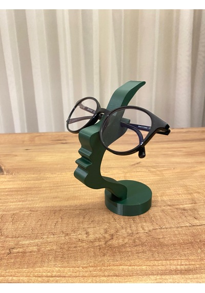 3d Baskı Dekoratif Yüz Tasarımlı Gözlük Standı Masaüstü Gözlük Tutucu Koyu Yeşil
