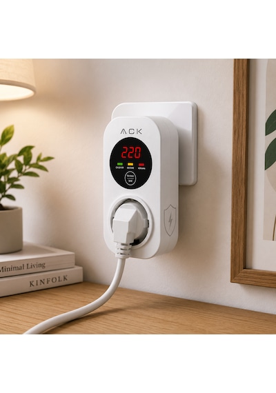 Ack Ay27-00010 Akım-gerilim Korumalı Prizi Tekli Beyaz 15a 140-275v 3000w Regülatör 0