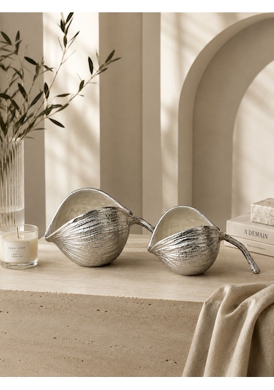 Krem Silver Kestane Dekoratif Obje - Küçük Boy-7166