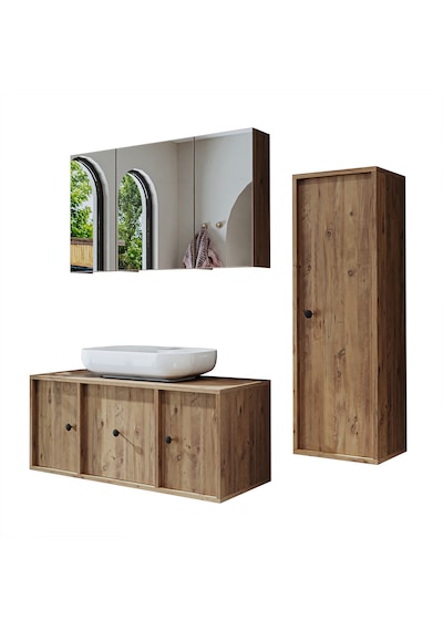 Oval Lavabolu Mat Mdf 105 Cm Banyo Dolabı + Aynalı Dlp Atlantik Atlantik Çam Oval Lavabolu Mat Mdf 105 Cm Banyo Dolabı + Aynalı Dlp Atlantik Atlantik Çam