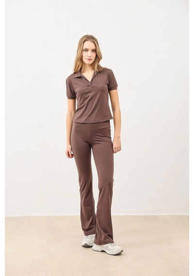 Antioch Polo Yaka Kadın T-shirt Kahve