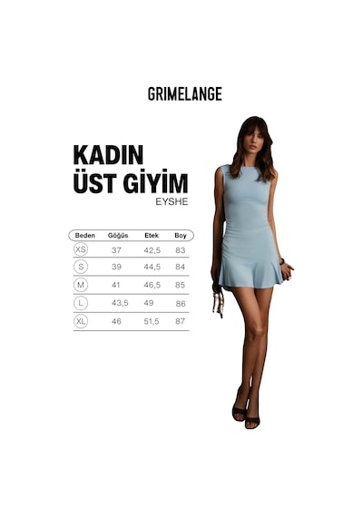 Grımelange Eyshe Kadın Yumuşak Ve Esnek Kumaşlı Büzgü Detaylı Vucuda Oturan Mavi Elbise
