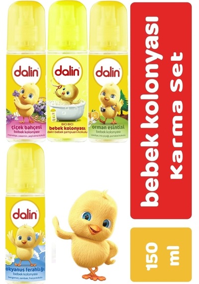 Dalin Bebek Kolonyası 150ML Bıcı Bıcı-orman-çiçek-okyanus Karma 4 Lü Set