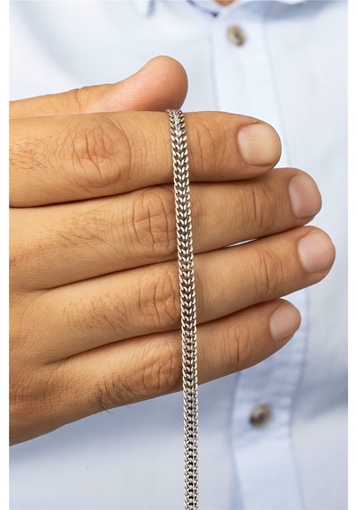 Zırh Motif Gümüş Erkek Bileklik -8411 Gümüş