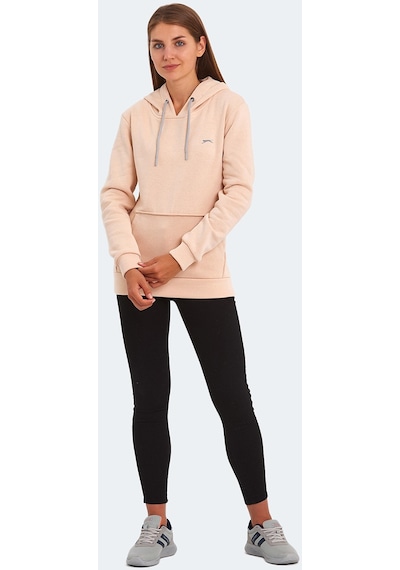 Slazenger KESHIAN IN Kadın Kapüşonlu Cepli Bej Sweatshirt
