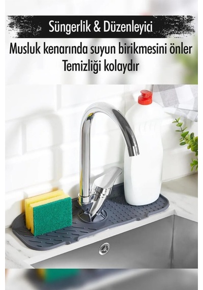 Su Tutucu Musluk Matı Mutfak Ve Banyo Için Koruyucu Musluk Ve Lavabo Matı Silikon Tezgah Üstü Mat Pl Diğer