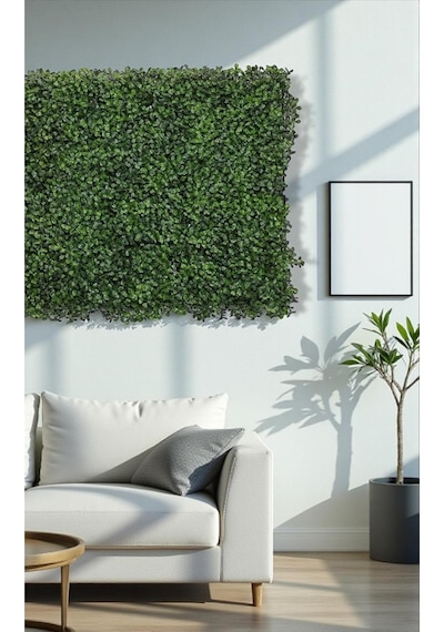 Cihan Çiçekçilik Yapay Çiçek Duvar Kaplama Panel Şimşir Tabaka 40x60 Cm Yeşil Dikey Bahçe Kontef Beyaz- Yeşil