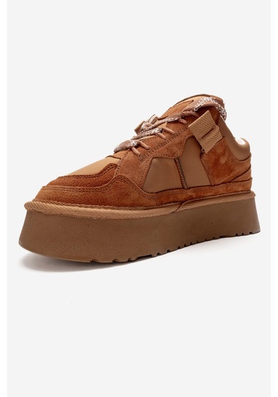 Raven Taba Süet Hakiki Deri Kadın Platform Sneaker Taba