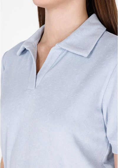 Colin's Colins Slim Fit Polo Yaka Düz Kadın Mavi Kısa Kol Tişört Cl1073179 Q1.v1 Ble Mavi