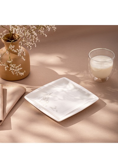 Emsan Pamukkale Kare Tabak 18 Cm Beyaz