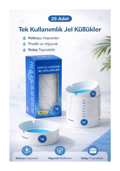 50 Adet Tek Kullanımlık Kül Tablası Kokusuz Taşınabilir Pratik Jel Küllük Seti Ofis Kafe Ev