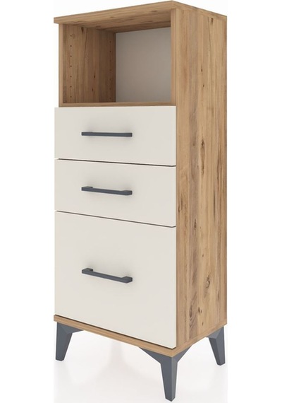 Arges Komodin Tek Raflı 3 Çekmeceli 44x30x106 Çam-aytaşı Çam