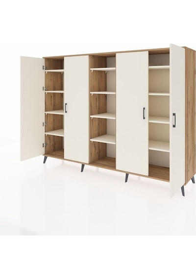 Hyperion Dolap 12 Raflı 4 Kapaklı 220x44x163 Çam-aytaşı Çam-aytaşı