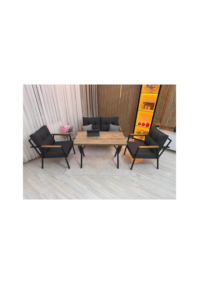 Houseart Balkon ,bahçe , Teras , Cafe ,salon , Metal Kanepe , Metal Kanepe Koltuk ,oturma Takımı 2-1-1 , Yemek Masası , Orta Masa Antrasit