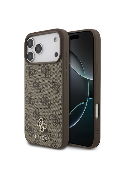Apple Uyumlu iPhone 18 Pro Max Kılıf Guess  Lisanslı M-safe Özellikli Small 4g Classic Kapak Kahverengi
