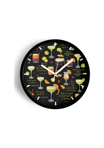 Kokteyl Bardağı Modern Tasarım Duvar Saati - 25cm - Önü Camlı Siyah Kasa - Sessiz Mekanizma-jh0273 Siyah