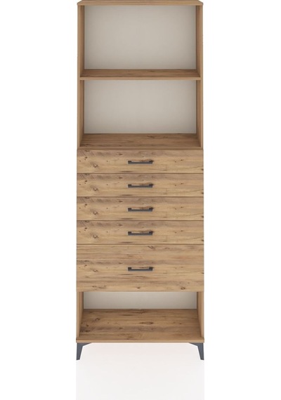 Arges Dolap 2 Raflı 5 Çekmeceli 88x30x243 Çam-çam Atlas Çam