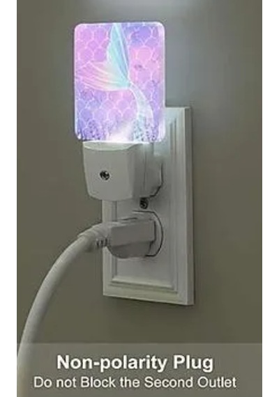 2 Adet Deniz Kızı Led Gece Lambası L79x Açık Mor