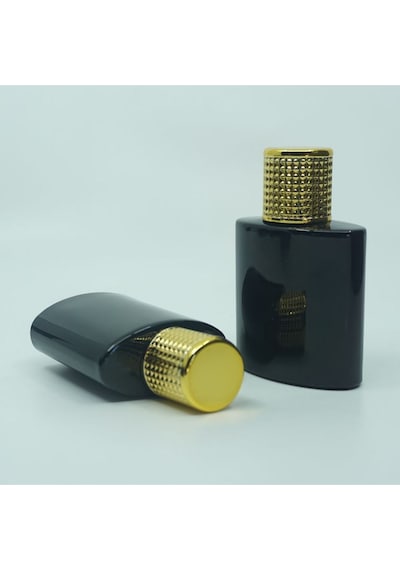 Parfüm Şişesi 50 Ml 2 Adet Özel Siyah Elips Kolay Kapama Boş Şişe