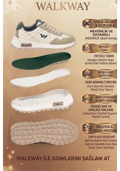 Walkway Muveon G Beyaz-gri-yeşil Unisex Spor Ayakkabı