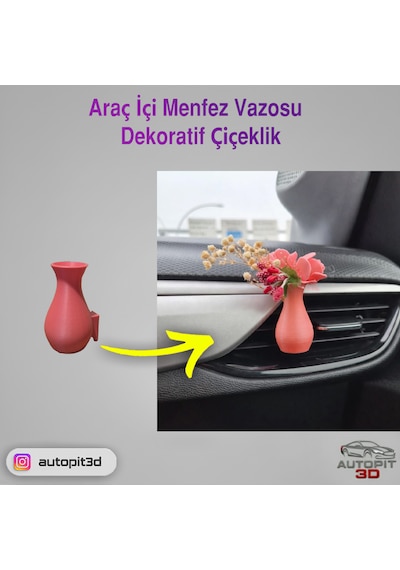 Araç İçi Menfez Vazosu 2 Li Set Dekoratif Çiçeklik Havalandırma Çıkışı Uyumlu Dekoratif Çiçeklik