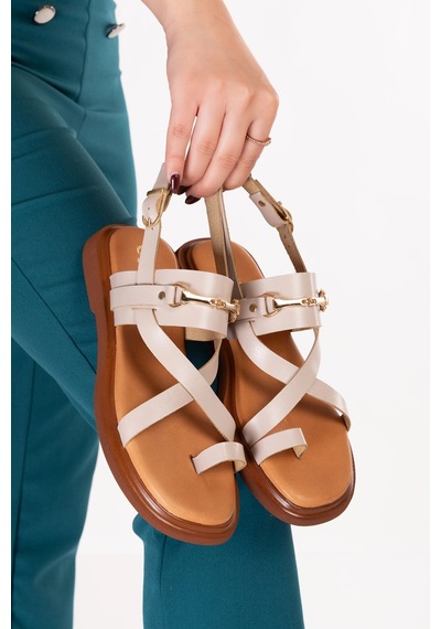 Gondol Hakiki Deri Vaketa Parmak Arası Sandalet Crm.501 Vizon Gondol Hakiki Deri Vaketa Parmak Arası Sandalet Crm.501 Vizon