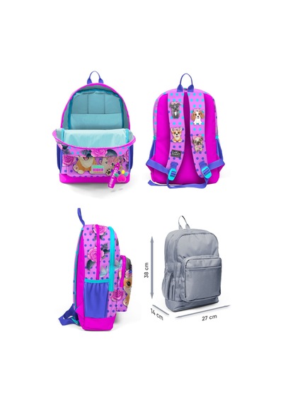 Coral High Kız Çocuk Pembe Köpek Desenli İlkokul Okul Çanta Seti Ve Bel Çantası
