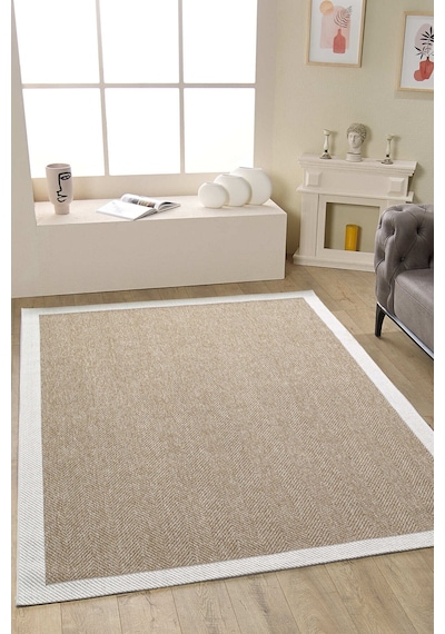 Mariesse Home Kolay Temizlenen Yıkanabilir Bordürlü Sisal Halı Sunsett E903 Hardal
