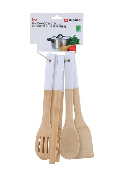 Alpina Alp108b Bambu Mutfak Gereçleri Seti 5 Parça 30 Cm Beyaz