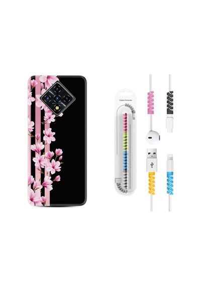 Infinix Zero 8 Kılıf Kablo Koruyuculu Pink Flowers 3 1393