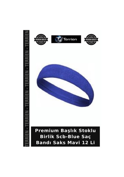 Terrien Premium Başlık Stoklu Birlik Scb-blue Saç Bandı Saks Mavi 12 Li