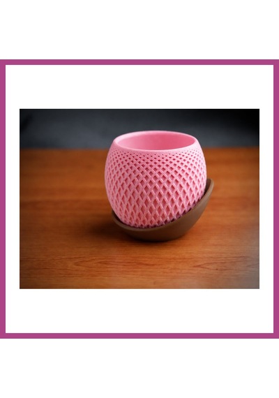 Gees Global 3d Baskı Küre Saksı - Kafes Dokulu İki Parçalı Dekoratif Saksı - Pembe-kahverengi Gbzs 61785110